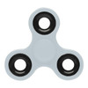 A grey budget fidget spinner with black bearings, designed as a novelty item for fun and games.