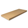 A rectangular brown cardboard box, flat and without any visible contents. The box has a simple design.