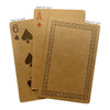 A set of eco-friendly playing cards featuring brown recycled paper with a diamond and spade design on two cards.