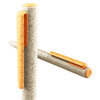 A grey and orange eco-friendly plastic pen with a textured finish, featuring a clip and a rounded tip.