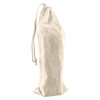 A natural coloured drawstring bag, perfect for storing a small Jenga set, featuring a simple design.