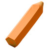 An orange pencil-shaped rubber eraser, designed to resemble a hexagonal pencil, with a rounded tip.