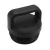 A drink bottle lid in black with a handle and screw-on feature. It has a smooth, rounded top design.