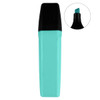 A highlighter in a mint green colour with a black cap, featuring a chisel tip for highlighting text.