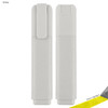A white highlighter with a sleek design, featuring a clip and highlights in yellow. Includes brand logo.