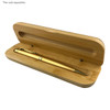 A bamboo presentation case with a smooth finish, featuring a gold-coloured pen holder. Pen sold separately.