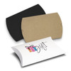 Three medium pillow boxes are displayed in black, kraft, and white with a decorative design on the white box.