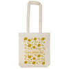 A tote bag featuring a playful lemon design and the text "Love Lemon Tea" in a vibrant yellow color scheme.