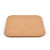 A square cork coaster with a natural finish, featuring rounded edges and a plain surface.