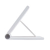A wireless charger in a sleek, triangular design, featuring a smooth white finish.