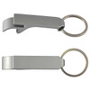 A drink bottle opener in sleek silver metal, featuring a keyring attachment for convenience.