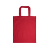A red short handle tote bag made of cotton, featuring two sturdy handles and a simple design.