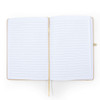 A blank A5 Natura Notebook featuring lined pages and a ribbon bookmark, designed for office and business use.