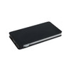 A black wireless power bank with a sleek design, featuring side ports and an integrated charging pad.