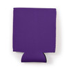 A drink bottle cooler in vibrant purple fabric, featuring a bottom flap and a logo branding.