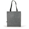 A gray felt tote bag with black handles, designed for carrying various items.