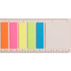 A ruler displaying a variety of colorful rectangle bookmarks in orange, pink, yellow, green, and blue, with a plain white section.