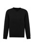 A black knit pullover with a V-neck and long sleeves, featuring a branded logo.
