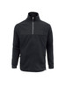 A men's heavyweight fleece jumper in black, featuring a zippered neck and side pockets. It has a logo on the front.