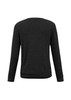 A black men's pullover sweater with long sleeves and a textured pattern on the back. It features a brand logo.