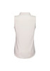 A white sleeveless top with a collar and a smooth back design. It features a small logo.
