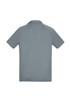 A grey short sleeve polo shirt with a classic collar and a branded logo on the back.