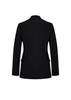 A black longline blazer with a tailored fit, featuring long sleeves and a sleek design, viewed from the back.