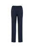 A pair of navy blue women's pants with an elastic waistband, featuring a straight leg design and no visible detailing.