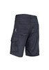 Men's rugged vented shorts in dark grey with multiple pockets and a logo.