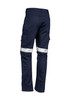Men's rugged cooling taped pants in navy, featuring reflective tape and cargo pockets. The image shows the back view.