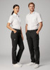 Men's cargo pants in black displayed on a male model, paired with a white shirt. The design includes multiple pockets.