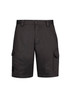 Men's summer cargo shorts in black, featuring side pockets and a button closure. Includes a logo.