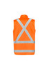 An orange waterproof jacket with reflective stripes on the back, featuring a high-visibility design.