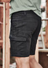 Men's work shorts in black, featuring multiple pockets and a logo. The shorts are designed for comfort and durability.