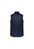 A navy men's alpine vest with a padded design, featuring a collar and no visible fastenings on the back.