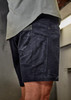 Men's rugged cooling stretch shorts in dark navy, featuring multiple pockets and a fitted design. Includes branding.
