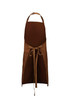 A brown Barley Apron with a waist tie and pockets, featuring a logo on the front.