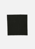A square piece of black fabric with a fine, textured edge, showcasing a plain design.