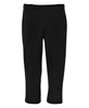 Black track pants with a smooth texture and a fitted design. Features an elastic waistband and subtle stitching details.