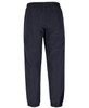Track pants in dark navy with an elastic waist and cuffs, featuring a back pocket and a logo.