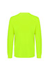 A bright yellow long sleeve tee with a plain back and a logo on the upper back.
