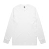 A classic long-sleeve white tee featuring a round neck and a logo at the neckline.