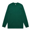 A long-sleeve T-shirt in a deep green colour, featuring a branding logo.