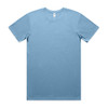 A light blue basic t-shirt with short sleeves, featuring a neck tag and a logo.