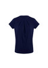 A navy short sleeve top featuring a pleat detail at the front and a round neck. It has a simple design with a logo.