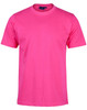 A pink semi-fitted men's cotton T-shirt with a crew neck and short sleeves. It features a logo on the tag.