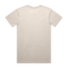 A beige t-shirt with a plain design and no visible branding, viewed from the back.