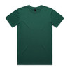 A green T-shirt with a crew neck and short sleeves. The shirt has a logo at the neckline.