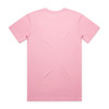 A pink T-shirt with a plain back design, featuring a logo or branding.