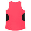 A pink singlet with black side panels, featuring a logo on the back.